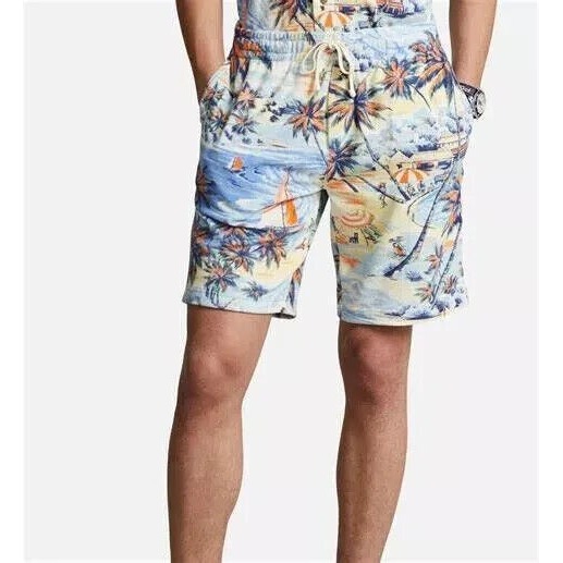 Polo Ralph Lauren Men's Stretch Terry Shorts - Size Xl - Blue Tropical Print